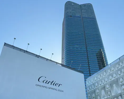 Cartier under construction with Mori JP Tower in the back 
