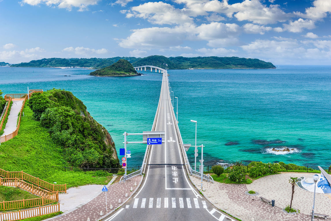 The beautiful scenery of Tsunoshima Bridge in Yamaguchi Prefecture, between Hiroshima and Fukuoka