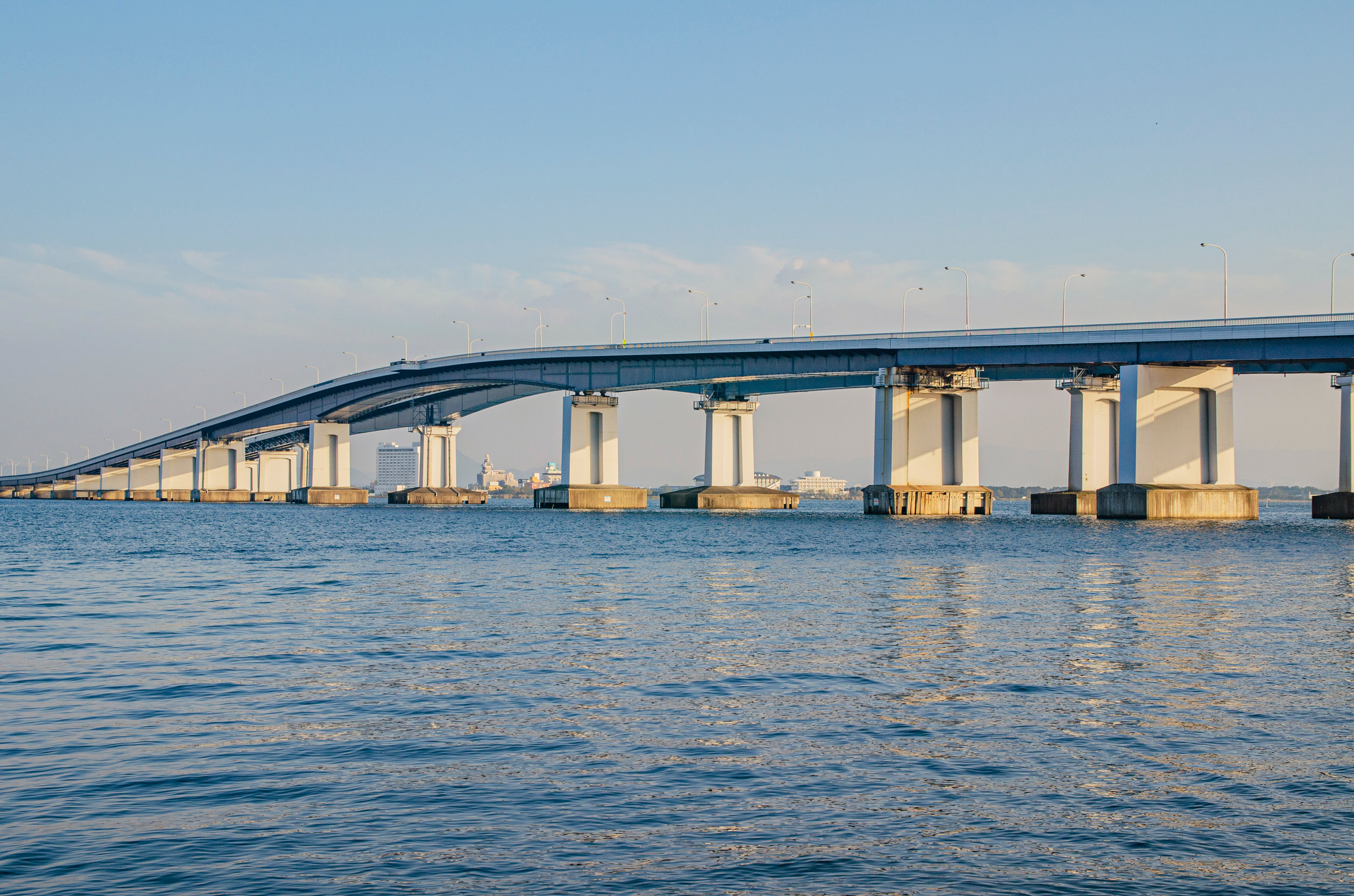 Biwa lake - Bridge with golden hour Biwa lake - Bridge with golden hour