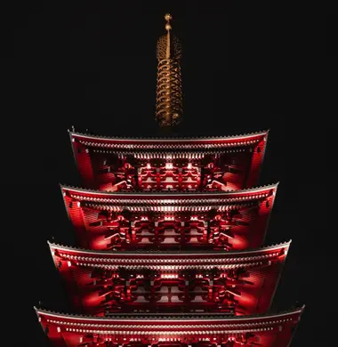 Pagoda at Sensoji Temple at night