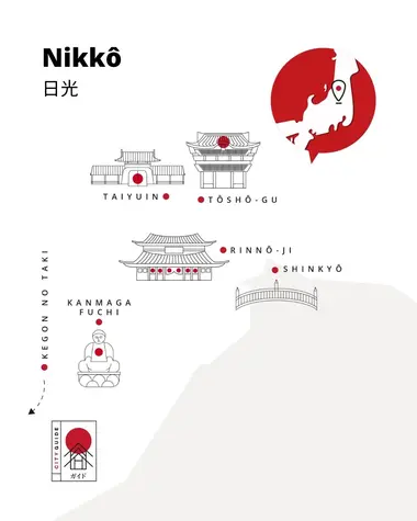 Karte Sehenswürdigkeiten in Nikko