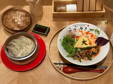 Soy milk ramen and gyoza at UNO YAKIKO