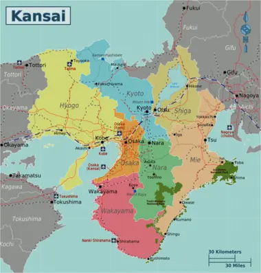 Map of the greater Kansai area