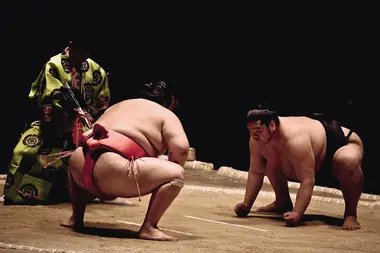 Sumo Wrestlers and a Gyoshi Proctor