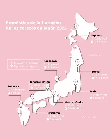 Previsiones para la floración de los cerezos en 2025