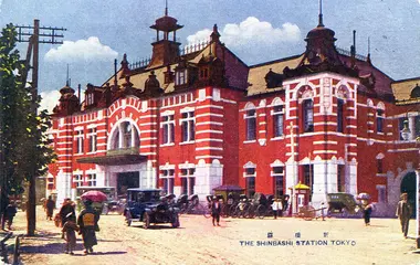 Historic Shimbashi Station depicted as it was in the early 20th century