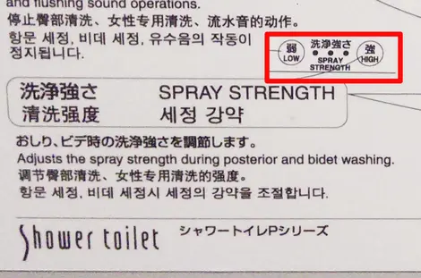 Le bouton "Spray Strength" des toilettes japonaises.