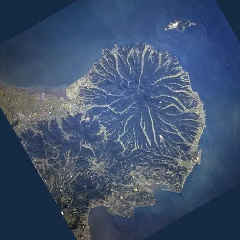 Vue satellite de la péninsule de Kunisaki