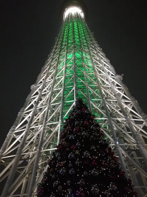 Sapin de Noël au pied de la SkyTree