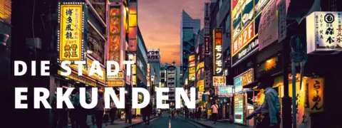 Banner erkunden die Stadt Tokio