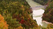 JR Tadami Line in autumn, Fukushima Prefecture