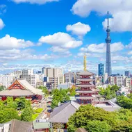 Senso-ji temple in Asakusa with Tokyo Sky Tree behind, a must-see on your first days to visit Tokyo