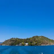 Biwa lake - Chikubushima from the boat Biwa lake - Chikubushima from the boat