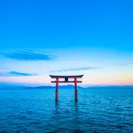 Biwa lake - Shirahige shrine sunset Biwa lake - Shirahige shrine sunset