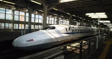 The Sanyo Shinkansen going from Hiroshima to Yamaguchi