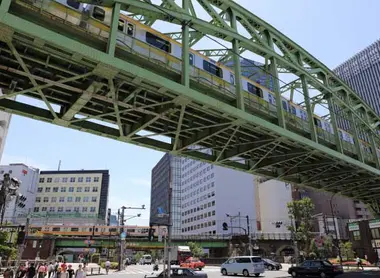 Chuo Sobu Line crossing a bridge in Tokyo Chuo Sobu Line crossing a bridge in Tokyo