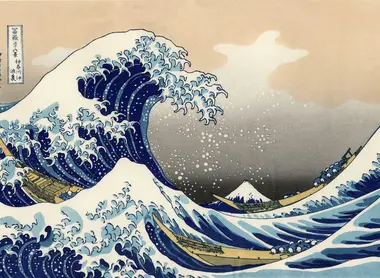 La Grande Vague de Kanagawa, l'une des "Trente-six vues du Mont Fuji", du peintre japonais Katsushika Hokusai  La Grande Vague de Kanagawa, l'une des "Trente-six vues du Mont Fuji", du peintre japonais Katsushika Hokusai