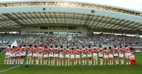 L'équipe japonaise rencontre l'Uruguay en 2015, lors du Lipovitan D Challenge Cup