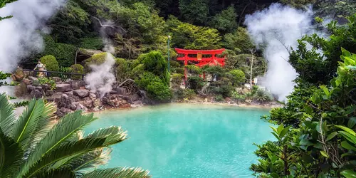 Umi Jigoku, or "Sea Hell", and its main basin with translucent blue waters