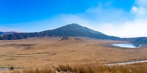 Mount Aso on the island of Kyushu is the largest of Japan's volcanoes, but also one of the most active.