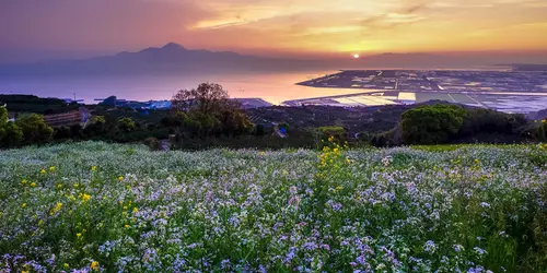 Japanese countryside on the island of Kyushu in Japan, near Kumamoto