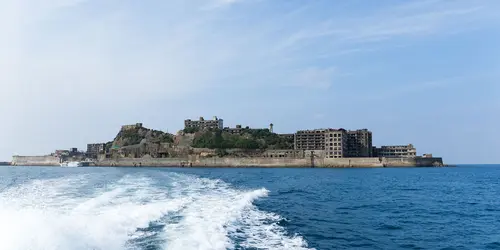 The ghost island of Gunkanjima, near Nagasaki. Former coal mine, it housed more than 5,300 workers