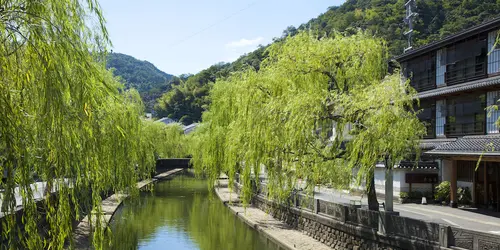 Pleasant Canal in the center of Kinosaki onsen village, Japan